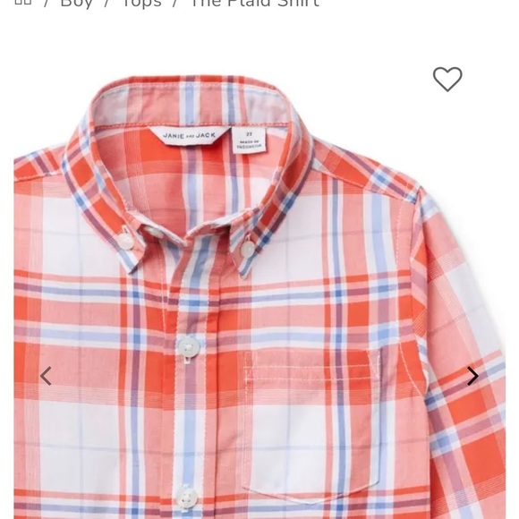 Plaid Kids Shirt in Red and White by Janie and Jack. NWT - Picture 2 of 4